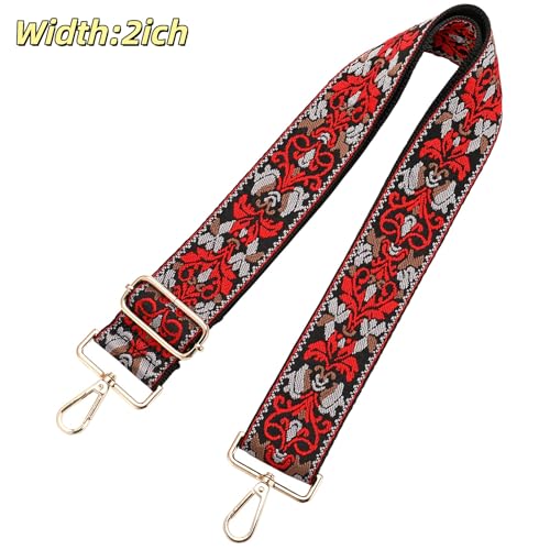Image of Flower Purse Strap Replacement Embroidery Crossbody Shoulder Strap for Handbag Canvas Purse Extender Accessories