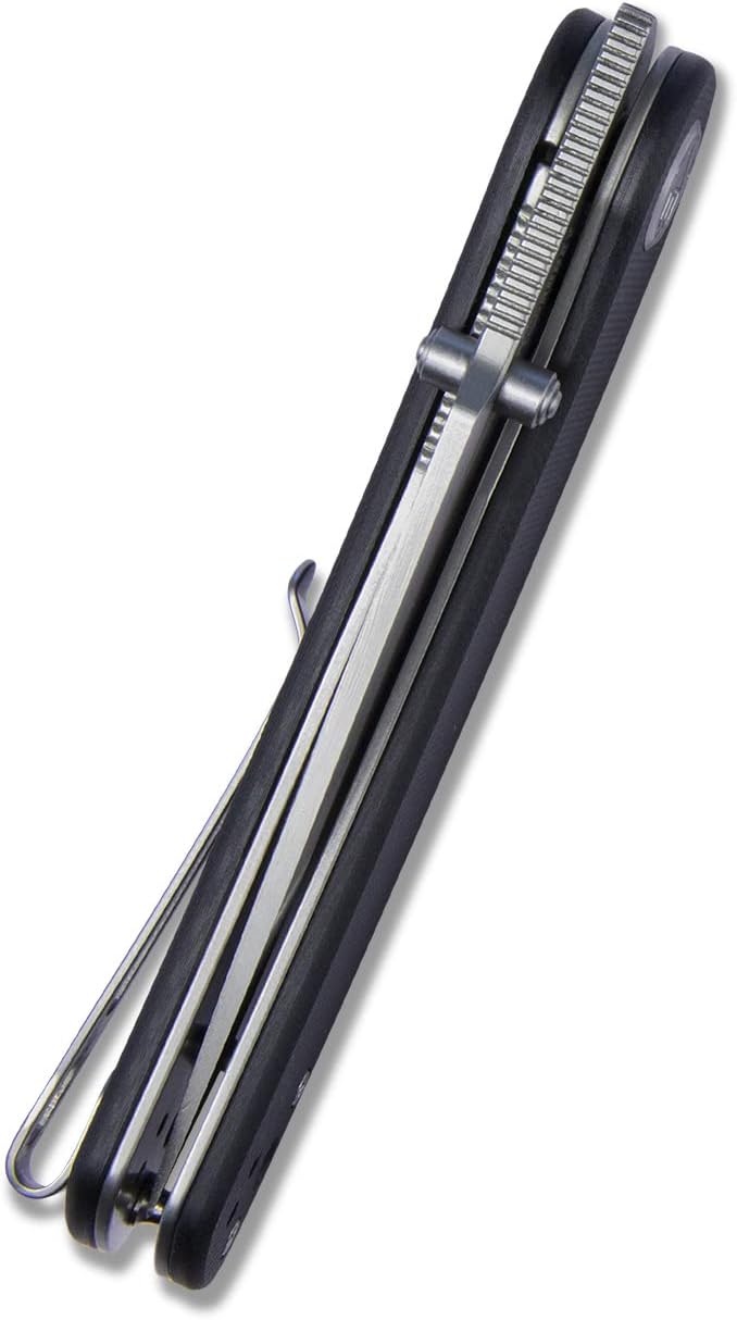 Kubey Momentum KU344 Everyday Carry Pocket Knife, 3.43-Inch 14C28N Blade G10 Handles with Dual Thumb Studs and Reversible Clip for Outdoor Hunting Camping (Black)