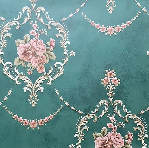 Image of Green Floral Peel and Stick Wallpaper Elegant Lillies Bedroom LIVINGROOM PVC SELF Adhesive Wallpaper 200 * 45CM-9SQFT (European Style Green Floral)