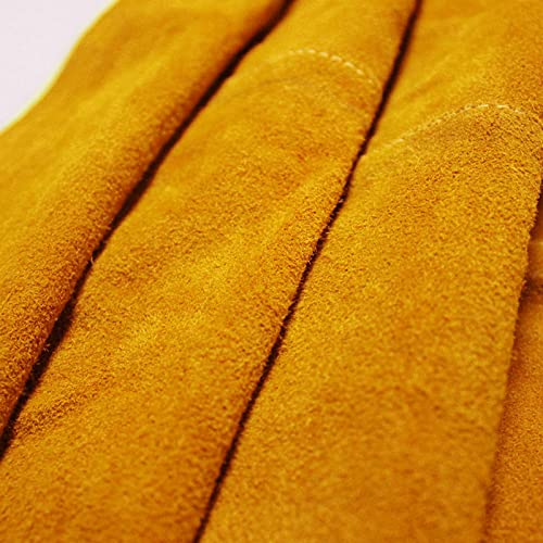 Delantal de ropa de trabajo de cuero de vaca Soldadura Ropa protectora Resistente al calor y al fuego Soldadores Ropa de soldadura Delantal con mangas (120 cm)