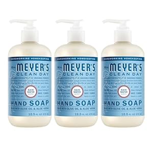 MRS. MEYER’S CLEAN DAY Hand Soap, Rain Water Scent, 12.5 Fl Oz Bottle – 3 Pack