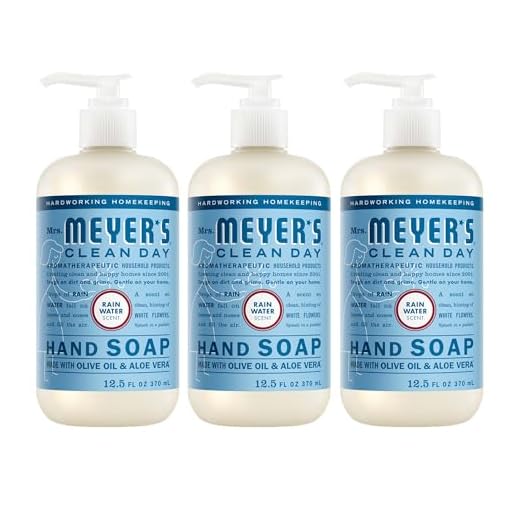 Mrs. Meyer's Hand Soap, Made with Essential Oils, Biodegradable Formula, Rain Water, 12.5 fl. oz - Pack of 3
