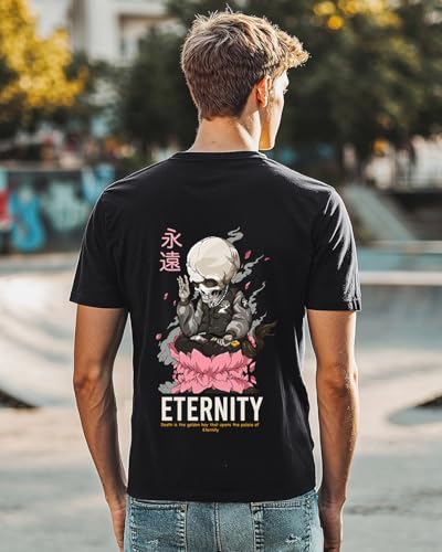 Image of Bewakoof Men's Eternity Graphic Printed 100% Cotton T-Shirt - Regular Fit, Round Neck, Half Sleeves