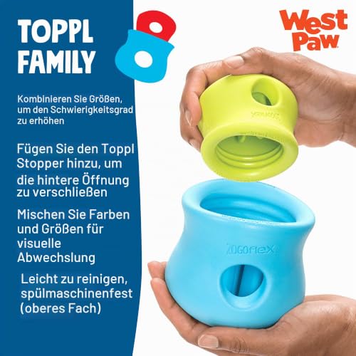 West PAW Zogoflex Toppl Leckerli Dispensing Hundespielzeug Puzzle - Interaktives Kauspielzeug für Hunde - Hundespielzeug für Moderate Kauer, Apportieren, Fangen - Hält Trockenfutter, Leckerlis, XL,