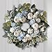 WANNA-CUL 24 Inch Spring White Peony Wreaths for Front Door,Spring Summer Wreath with Baby Blue Rose Flower for Wedding or Valentines Day,Mothers Day Wreath Decor
