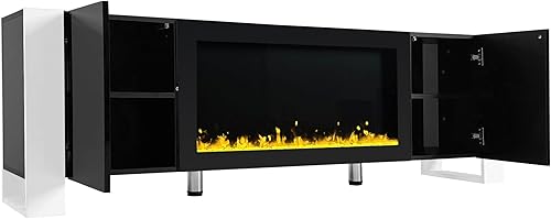 Miniatura 7 de LUMISOL Soporte de TV moderno Mid-Century para TV de 65 pulgadas, centro de entretenimiento con puertas de vidrio estriado, consola de TV superior