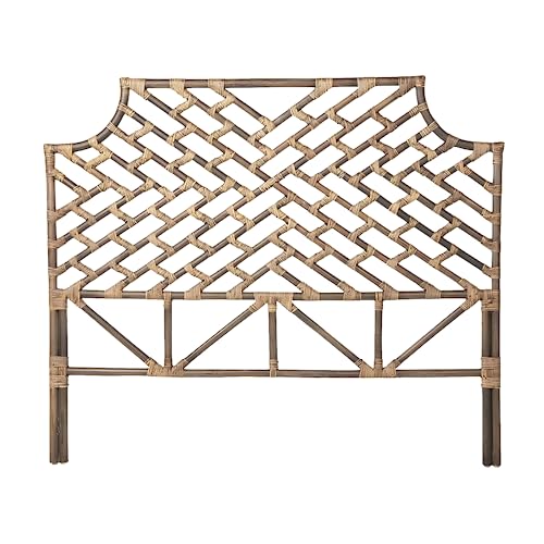 KOUBOO Rattan Chippendal Headboard, Queen, Handmade, Bedroom Furniture, Bohemian Decor, Headboard, Antique Brown
