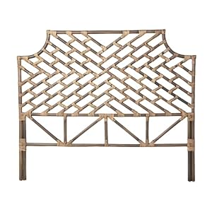 Kouboo Rattan Chippendal Headboard, Queen, Handmade, Bedroom Furniture, Bohemian Decor, Headboard, Antique Brown