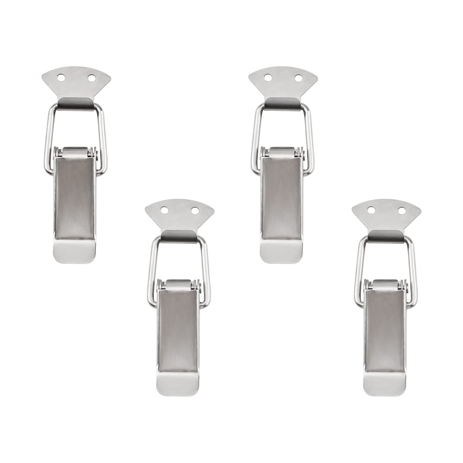 INCREWAY Set di 4 chiusure a levetta in acciaio inox caricate a molla, per cassetta degli attrezzi, valigie, valigie, in metallo, 110 x 35 mm