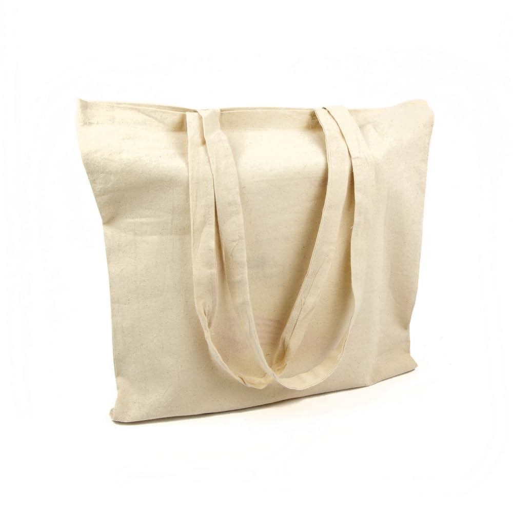 Genérico Bolsas de algodón reutilizables, 41 x 37 cm, lote de 50 unidades, asas largas, 140 g, ideales para compras, manualidades, comercios, promociones