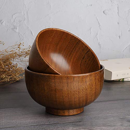 Hemoton 1Pc 13X8Cm Simple Wooden Bowl Food Bowl Handmade Wood Bowl Soup Bowls Cereal Bowls Rice Bowls Mixing Bowls Wooden Salad Bowl Individual Salad Bowls #TOP1