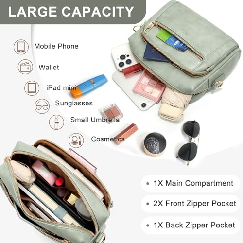 Image of Small Leather Crossbody Bags for Women Anti theft Purses and Handbag Shoulder Hangbag with Wide Strap Tassel