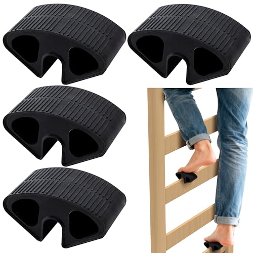Nkiy Quen 4 Pcs Rubber Dorm Bed Ladder Foot Support, Dorm Bed Step Protector Fit for 0.77 Inch Rails, Anti-Slip Bed Ladder Foot Support for College Dorm Loft Steps