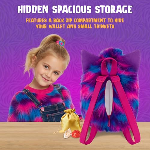 Image of Concept One Furby Plush Backpack, Purple Mini Handbag with Adjustable Shoulder Straps, Pink