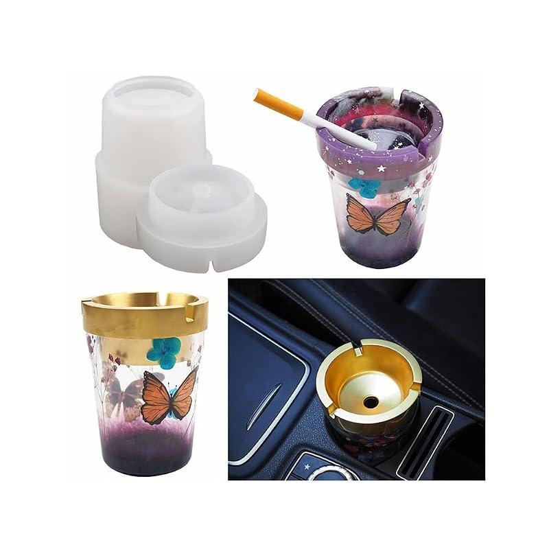 Molde de Silicone para Cinzeiro Automotivo Cilíndrico para Resina SMEKHOXO, Kit com 6