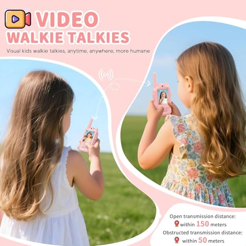 Image of BlueFire Kids Walkie Talkies with Video - Screen Display Toy Radios with Voice Effects, One-on-One Pairing, Long Range - Birthday Toys Gifts for Boys & Girls Ages 3-12 (Pink)