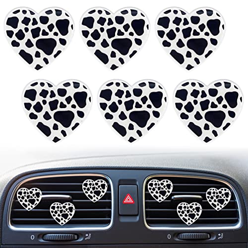 6 Pcs Heart Air Vent Clips, Cow Print Car Fresheners, Long Lasting Diffuser, Interior Decor Charm, Cute Accessories for Women Girls