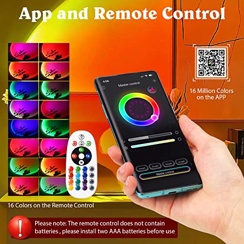 Sunset Lamp Projector, Countless Colors Sunset Lamp With App & Remote Control,360 Degree Rotation Led Sunset Projection Lamp Bedroom Night Light W Fade Mode For Photography/Party/Gift/Home Room Decor #TOP4