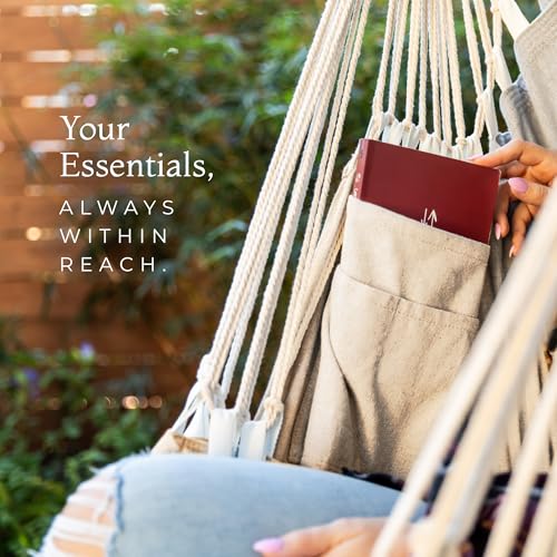 Image of Hanging Hammock Chair Swing - Outdoor & Indoor - Hammock Swing Chair | For Adults, Ceiling Mount, Cotton Blend, All Hardware Included, Spacious XL Seat, Bedroom to Porch Use, Built-In Footrest