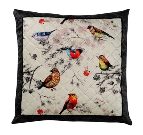Image of Nendle Printed Holland Velvet Cushion Covers Set of 5, 16 x 16 Inches (40 x 40 cm), Decorative Sofa Cushion Cover with Zipper Closure, Floral Geometric Abstract Bohemian Designs, Multicolor