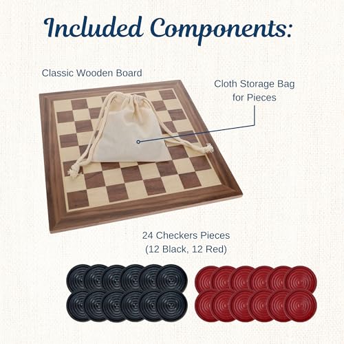 Juego de Mesa Old School Damas de Madera 12 Pulgadas miniatura 4