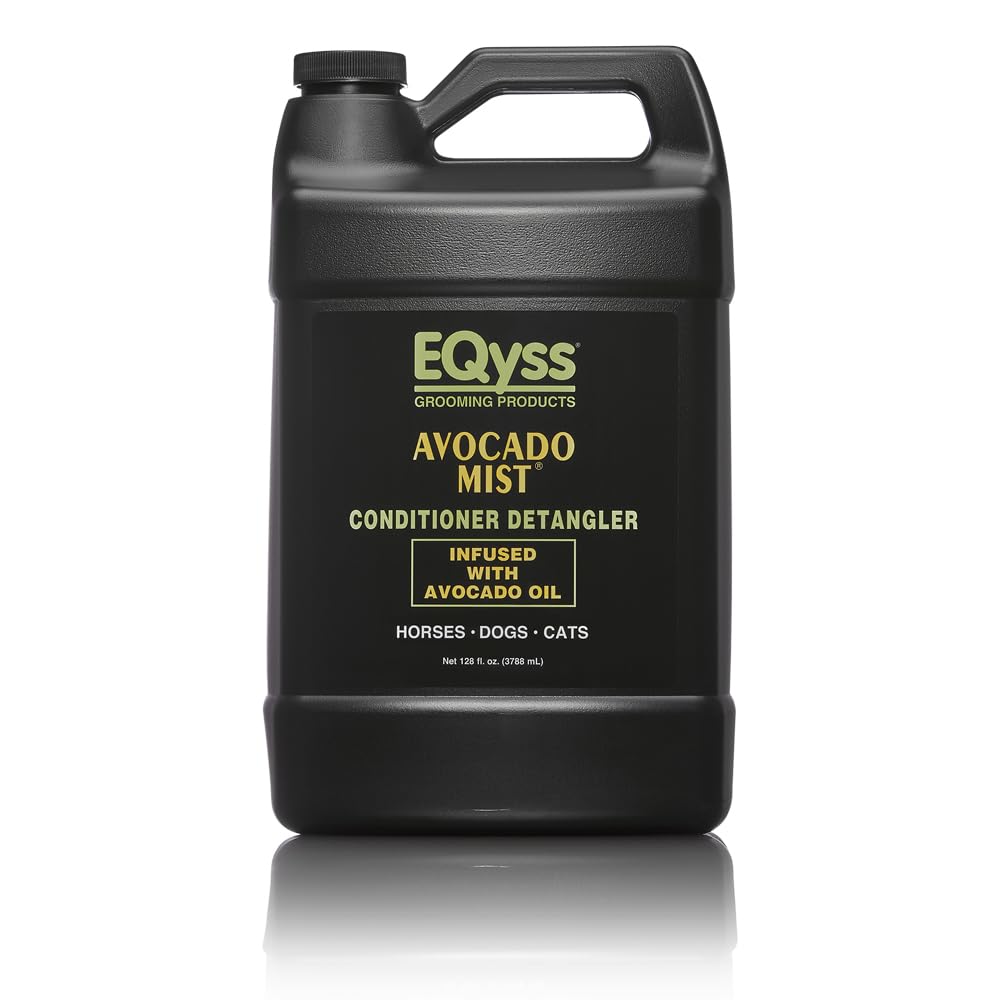 EQyss Avocado Mist Equine Coat Conditioning Spray - Horse Detangler, Reduces Breakage, Enhances Shine, Repels Dust & Dirt, Anti-Static (128 oz)
