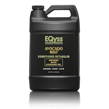 EQyss Avocado Mist Equine Coat Conditioning Spray - Horse Detangler, Reduces Breakage, Enhances Shine, Repels Dust & Dirt, Anti-Static 128 oz