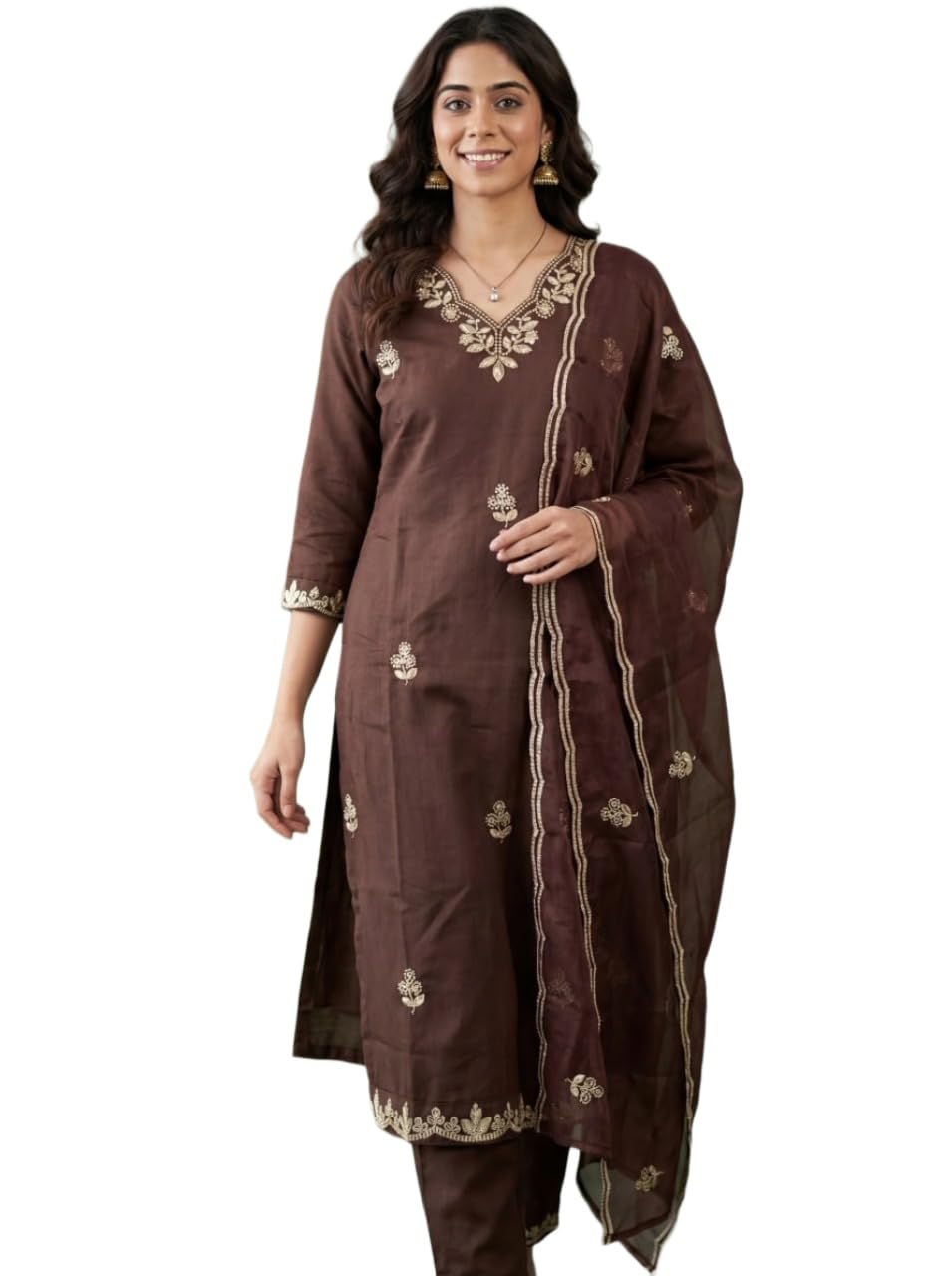 Women Embroidered Straight Kurta Pant with Dupatta Ethnic Set-picture-16