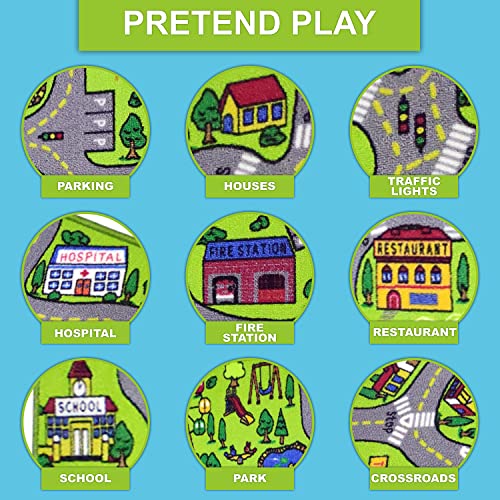 Toyvelt Kids Carpet Playmat Car Rug – City Life Educational Road Traffic Carpet Multi Color Play Mat - Large 60” X 32” Best Kids Rugs For Playroom & Kid Bedroom – For Ages 3-12 Years Old #TOP7