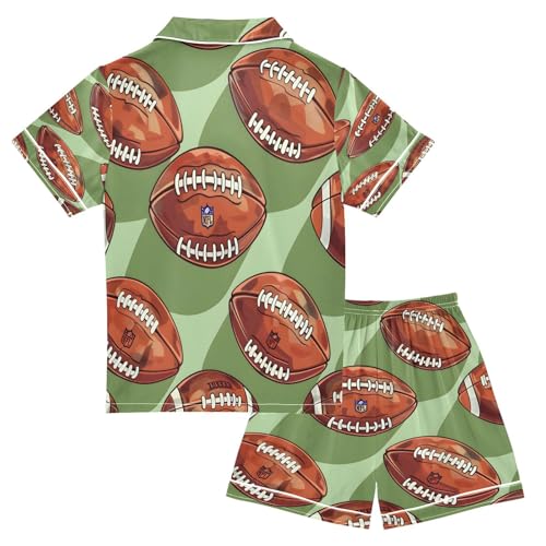 senya Pajama Sets Silky Button Down Nightwear Sleepwear Size 5-14 Years Rugby Tile Green Rugby Shadow2