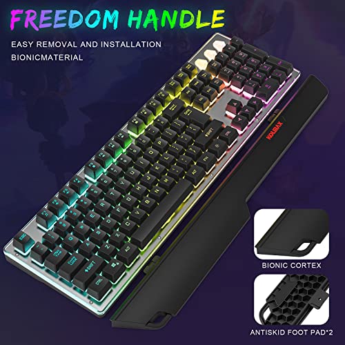 Kolmax Gaming Keyboard And Mouse Combo,Rainbow Backlit Mechanical Feeling 104 Keys Keyboard With Ergonomic Detachable Wrist Rest,Aluminum Panel Keyboard 3600Dpi Gaming Mouse For Pc Mac Office/Gaming #TOP5