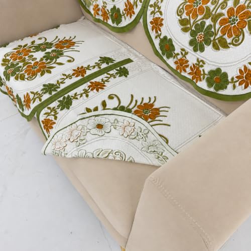 Image of Homerz Premium 'Surya Series' Sofa Cover | Stylish Sofa Protector | Net Fabric | Anti-Stain & Washable Slip Cover Exact Size Antislip (Daisy Green, 2 Seater, Seat Cover with Backrest)