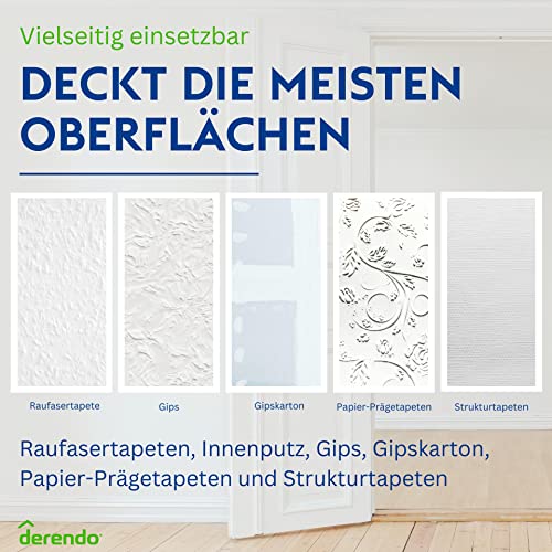 derendo Schneeweiss ultra wandfarbe weiß höchste deckkraft 10l weiße wandfarbe ausbessern wand streichen ohne tropfen Wandfarbe weiß matt für innen geruchsneutral 10 Liter - 4