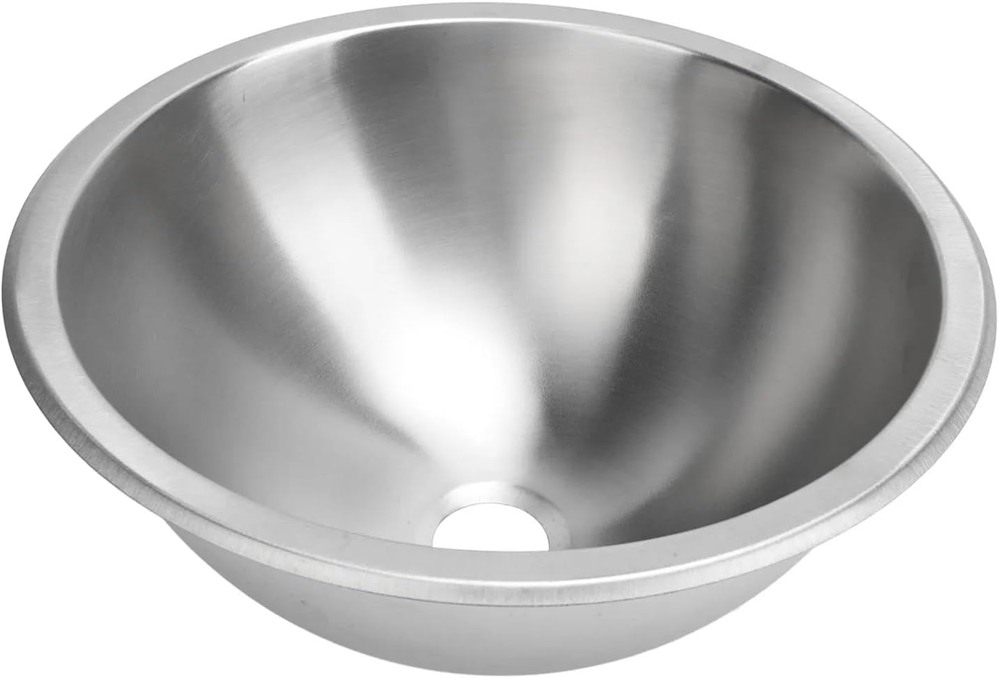 12 Inch 304 Stainless Steel Kitchen Bath Camper Round Sink Hand Wash Basin with 40mm Sewer Outlet for Boat Caravan Accessories