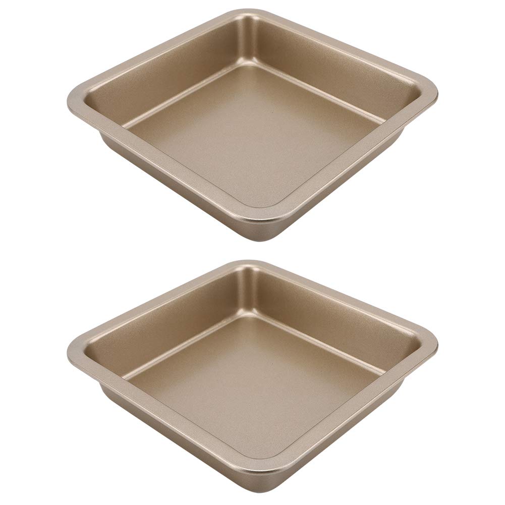 SIXRUN Confezione da 2 Stampi per Torte in Acciaio Al Carbonio, Antiaderenti, 22,5 X 22,5 X 4,6 Cm, per Cheesecake, Pizza, Pane, Cottura in Casa, Panetteria, Pasticceria, Negozio di Dolci (#2)
