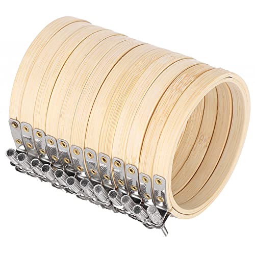 Aros de bordado de bambú natural resistente para costura y manualidades en pack de 12 unidades