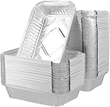 XIAOMAIDAM Aluminium-Pfannen mit Deckel, halbe Größe, tiefe Einweg-Folienpfannen mit Deckel, gefrier- und ofenfest zum Backen, Kochen, Erhitzen, Aufbewahren, Zubereiten von Lebensmitteln, 25 Stück