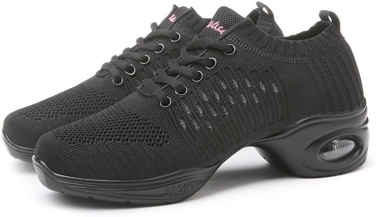 Women Dance Shoes Latin Ballroom dance shoes Modern Indoor Shoes Men Tango Shoes Dance Sneaker For Boy heeled Size35-40 (Black, 36)