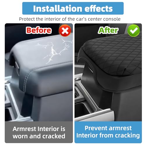 Image of Center Console Armrest Cover for Ford F250 F350 F450 F550 2023 2024 2025 2026 Fully Covered Anti-Scratch Thickened Heighten Protector Interior Accessories(for Bucket Seat Console)