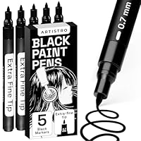 Artistro Zeichenstifte, Stifte für Steine, Felsmalerei, Keramik, Glas, Holz, Metall, Leinwand, DIY, Acrylfarbe set Permanent Marker auf Wasserbasis mit, Extra Feine Spitze 5 Schwarz