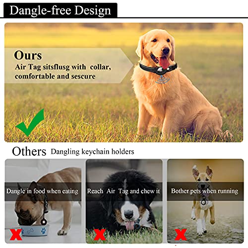 Dzhjkio Airtag Dog Collar, [Black - Size Xl] Reflective Apple Airtag Dog Collar, Thick Air Tag Dog Collar, Integrated Airtag Dog Collar Holder For Small Medium Large Dogs #TOP3