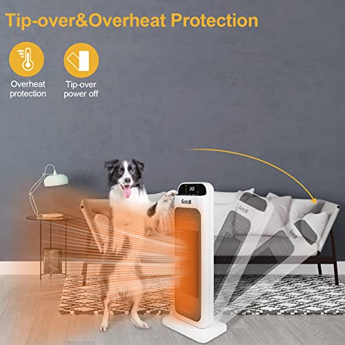 Gotoll Keramische ventilatorkachel met afstandsbediening, PTC-keramische verwarming, 3 standen, oscillatie, elektrische verwarming met timer, led-display, oververhittings- en kantelbeveiliging, elektrische kachel voor binnenruimte - Afbeelding 7