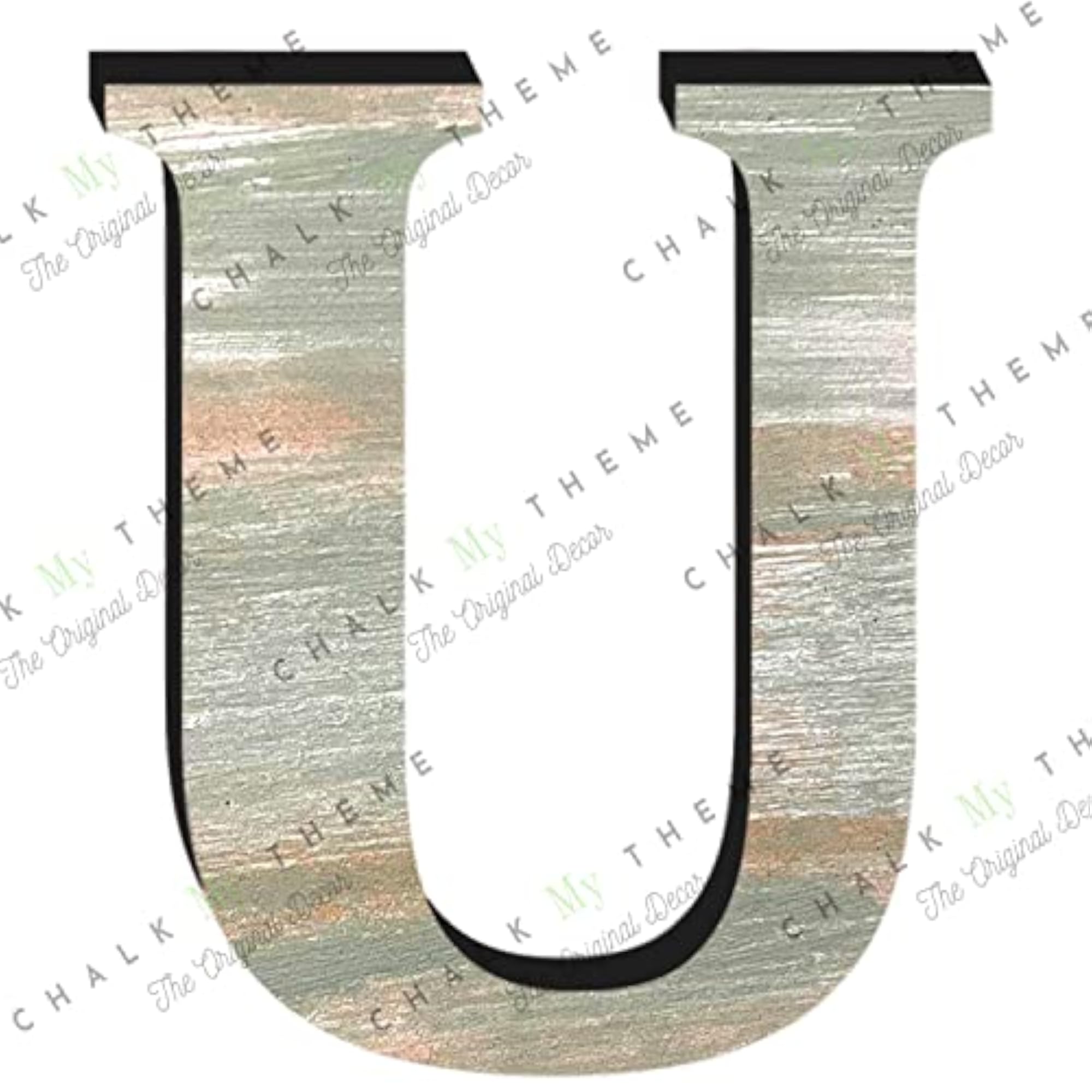 Wooden Letter U for Wall Decoration, Rustic Green