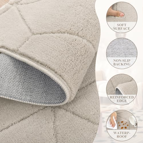 Tapete beige suave y esponjoso 5x7 ft geométrico antideslizante lavable miniatura 2