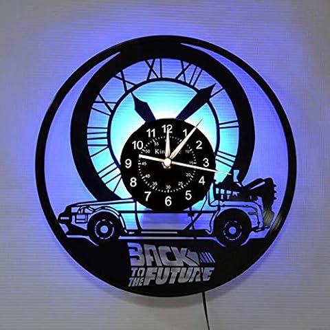 Smotly Vinyl record wall clock, Christmas back to the future creative watch night lights hanging art decoration,With light Cover