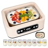Yogurt Maker，with Timer and Temperature Control, Auto-Shutoff Feature, 1.6-Liter Stainless Steel Inner Pot + 9 Dishwasher-Safe Jars—Easily Make Fresh Probiotic Yogurt and Enjoy Natural Health