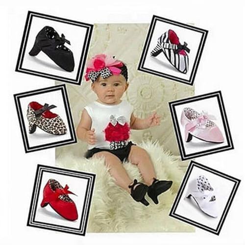Newborn Baby Girls Princess Shoes Bowknot Soft Sole Crib Shoes with High Heels First Walkers3