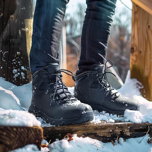 NORTIV 8 NORTIV 8 Mens Hiking Winter Snow Insulated Waterproof Outdoor Boots,Size 8,Black,SNSB245M