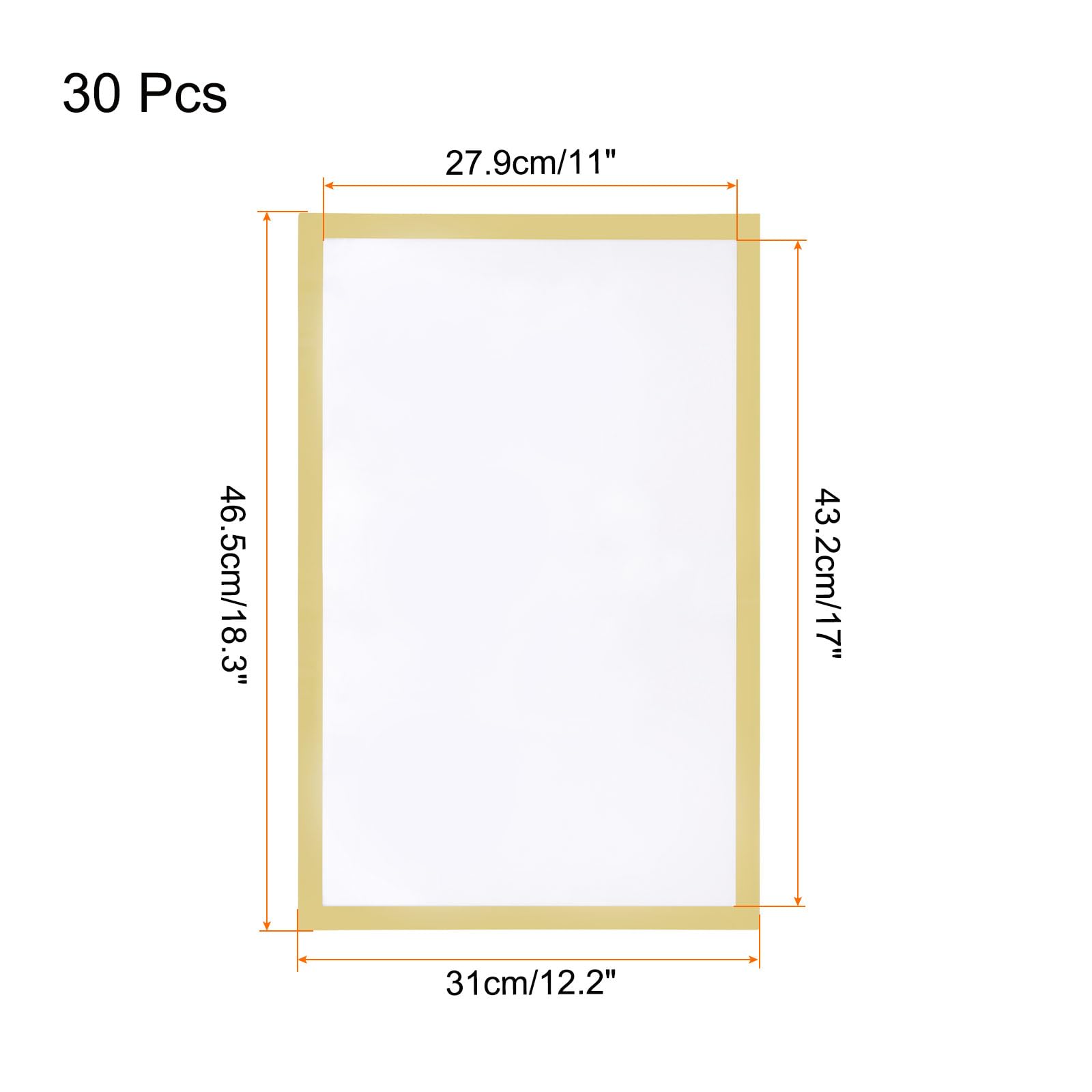 QUARKZMAN 30Pcs Soporte de Pared Magnético Autoadhesivo para Carteles Marco Magnético para Fotos y Documentos de 11"x17" Soporte de Pared para Ventanas para Hogar Oficina Dorado.