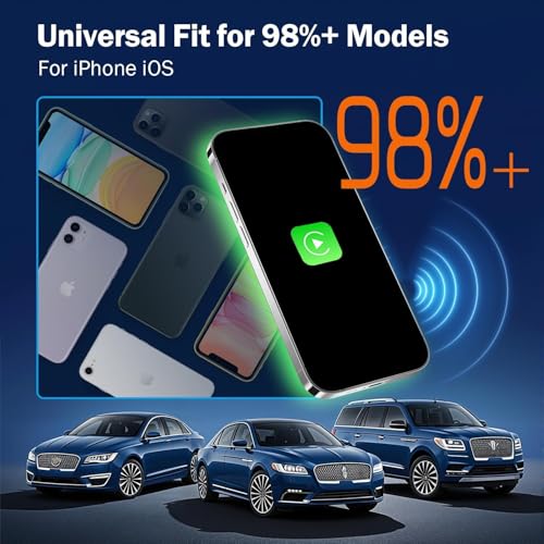 Image of Wireless Carplay Adapter, Suitable for Vehicles Equipped with Cabled CarPlay, Plug and Play Feature enables Fast and Stable CarPlay Wireless Connection, Suitable for 800+ Vehicles (Orange)